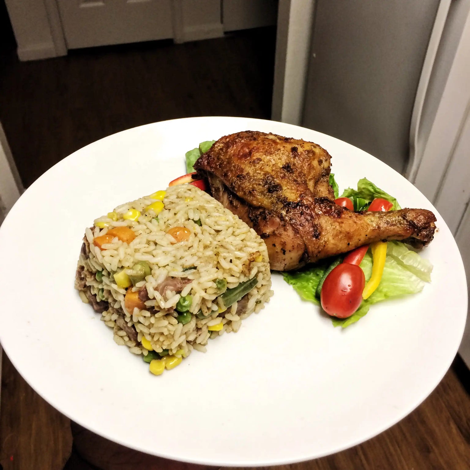 Fried Rice, Grilled Chicken And Salad - Adun