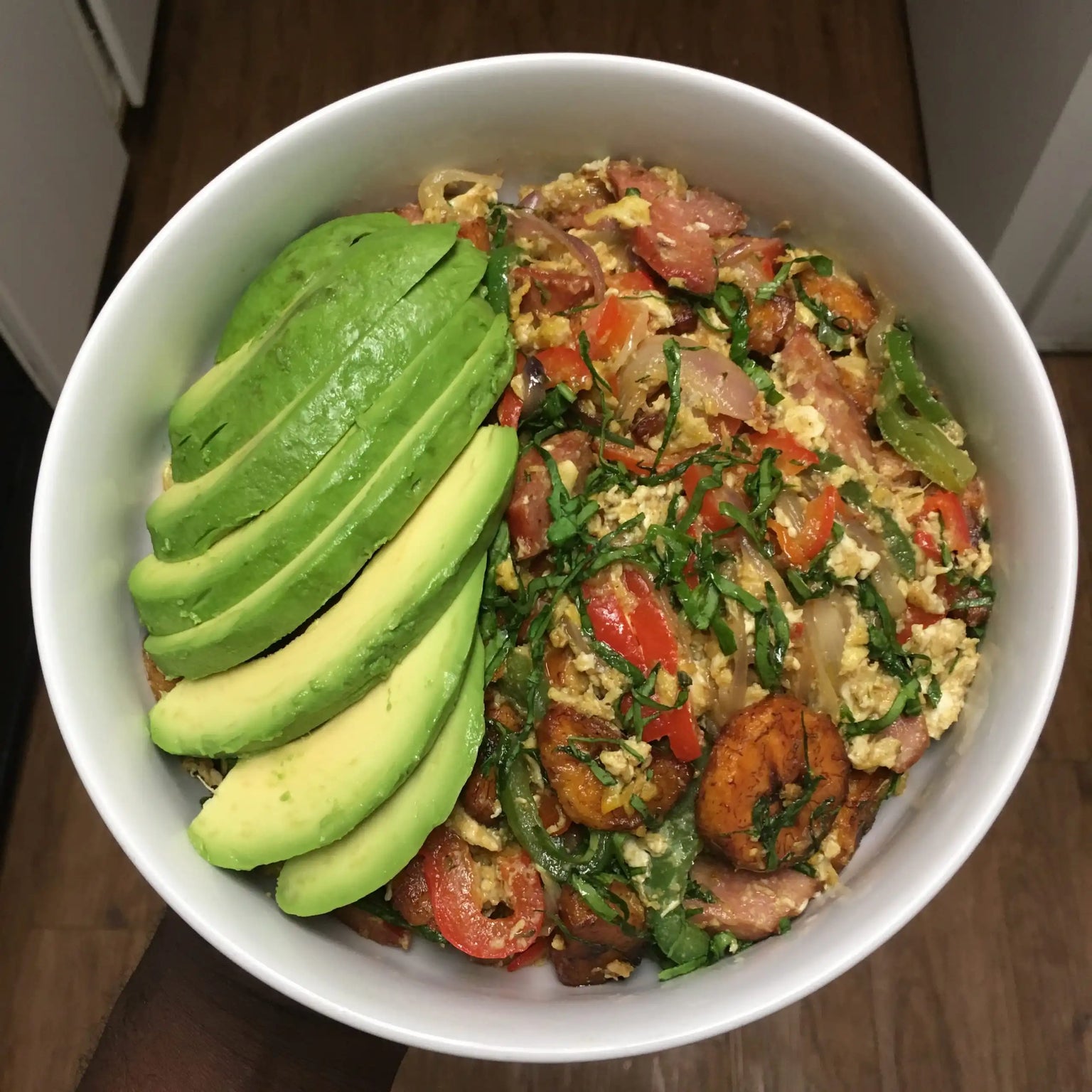 Plantain and Sausage Omelette in a Bowl - Adun